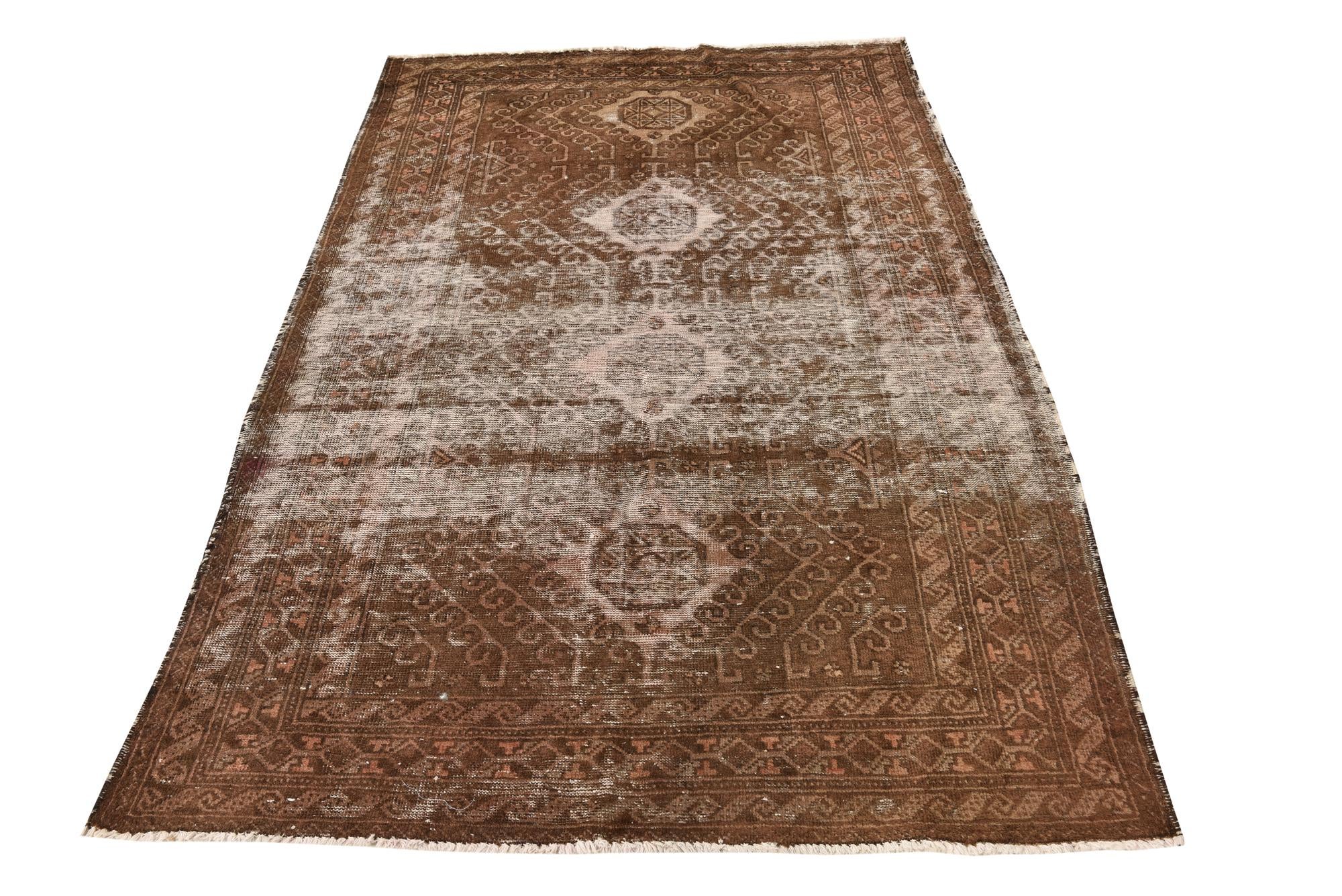 4' 4 x 6' 9 Hand Knotted Hamedan Persian Wool Rug