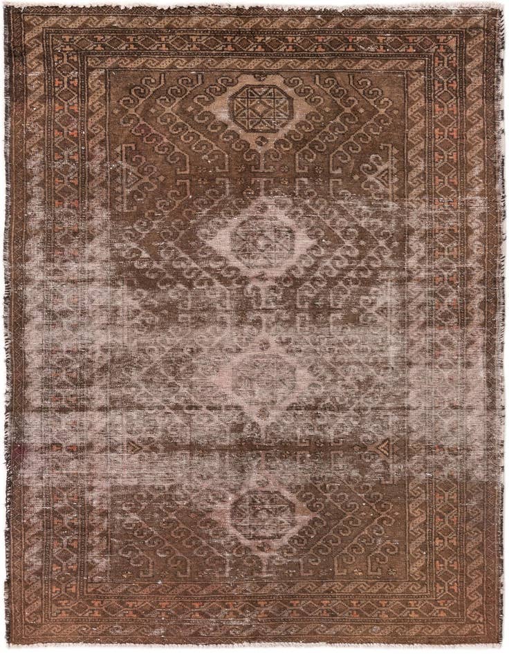 Detail image of 4' 4 x 6' 9 Hand Knotted Hamedan Persian Wool Rug