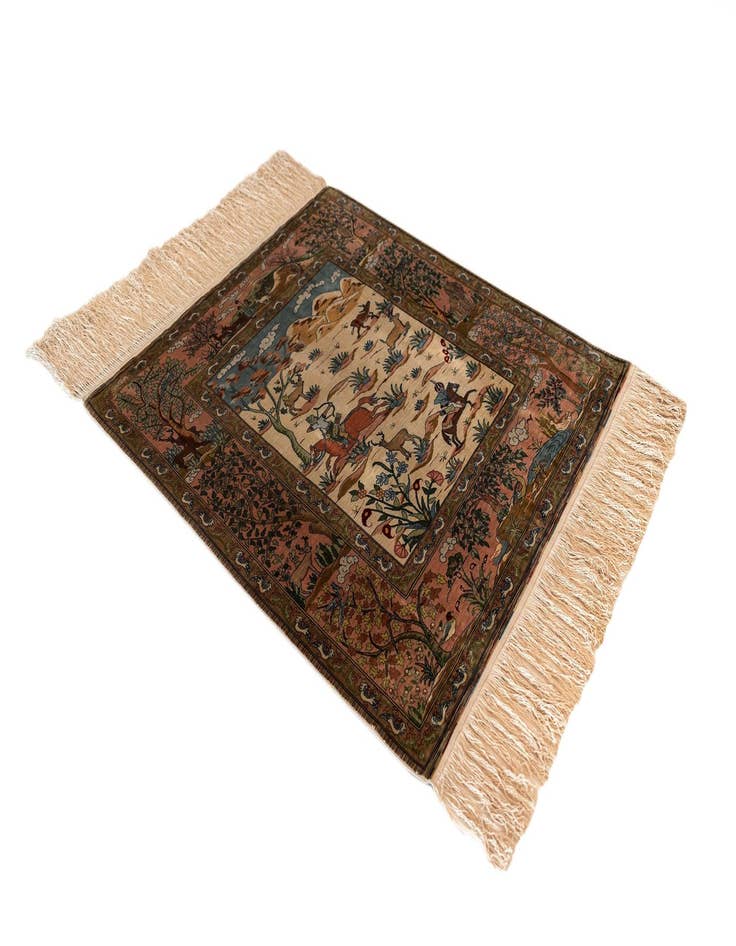 Detail image of 2' 4 x 2' 7 Hereke Silk Rug