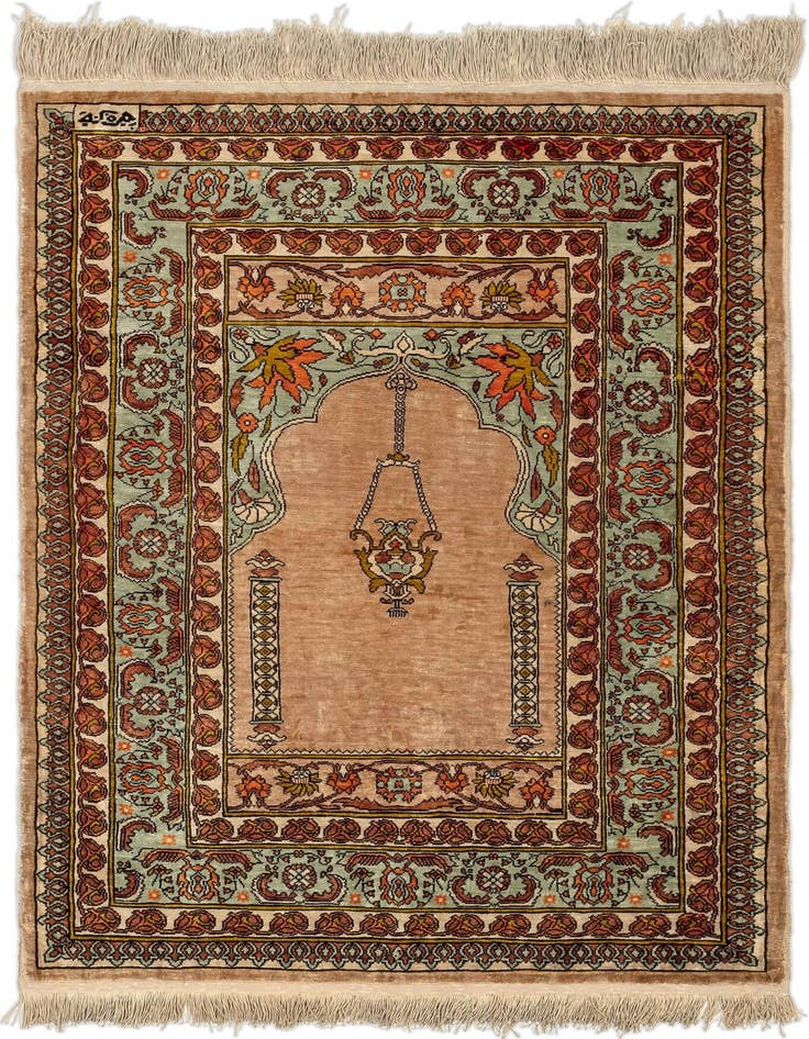Detail image of 1' 9 x 2' 7 Hereke Silk Rug