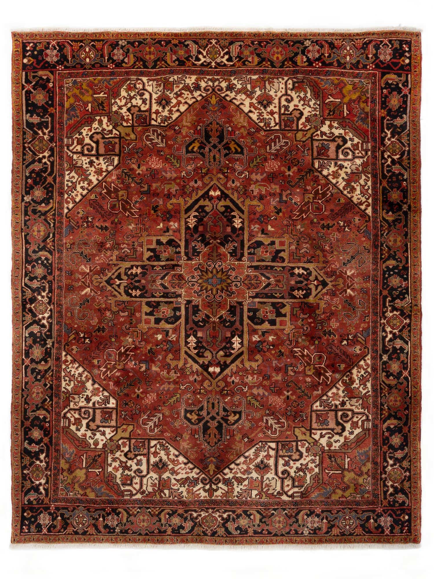 8' 8 x 11' 1 Hand Knotted Heriz Persian Wool Rug