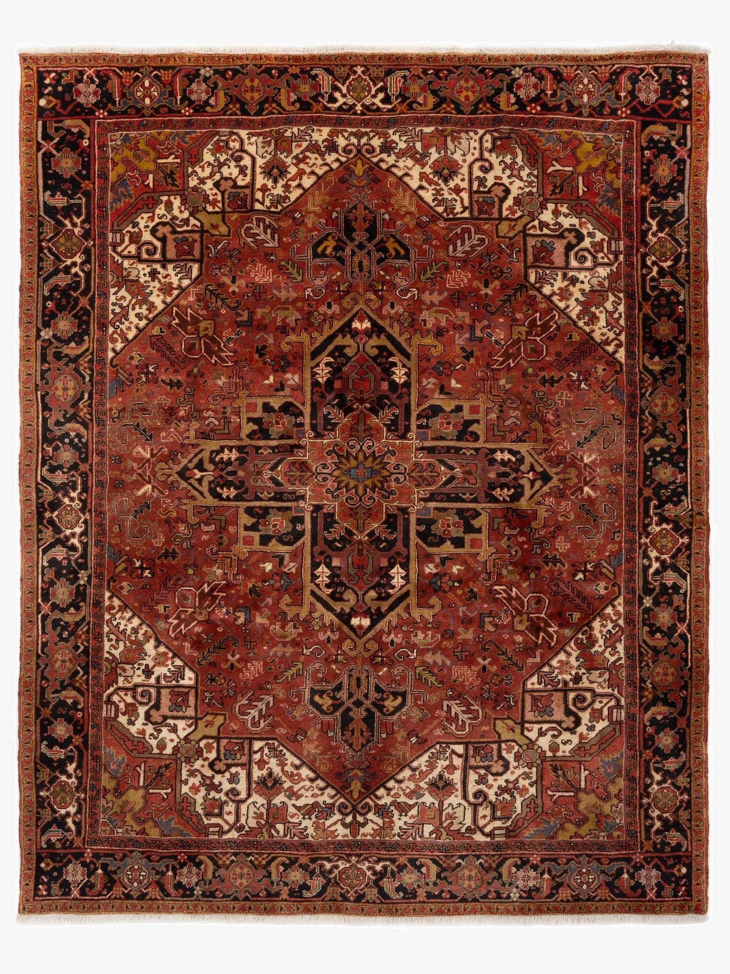 8' 8 x 11' 1  Hand Knotted Heriz Persian Wool Rug