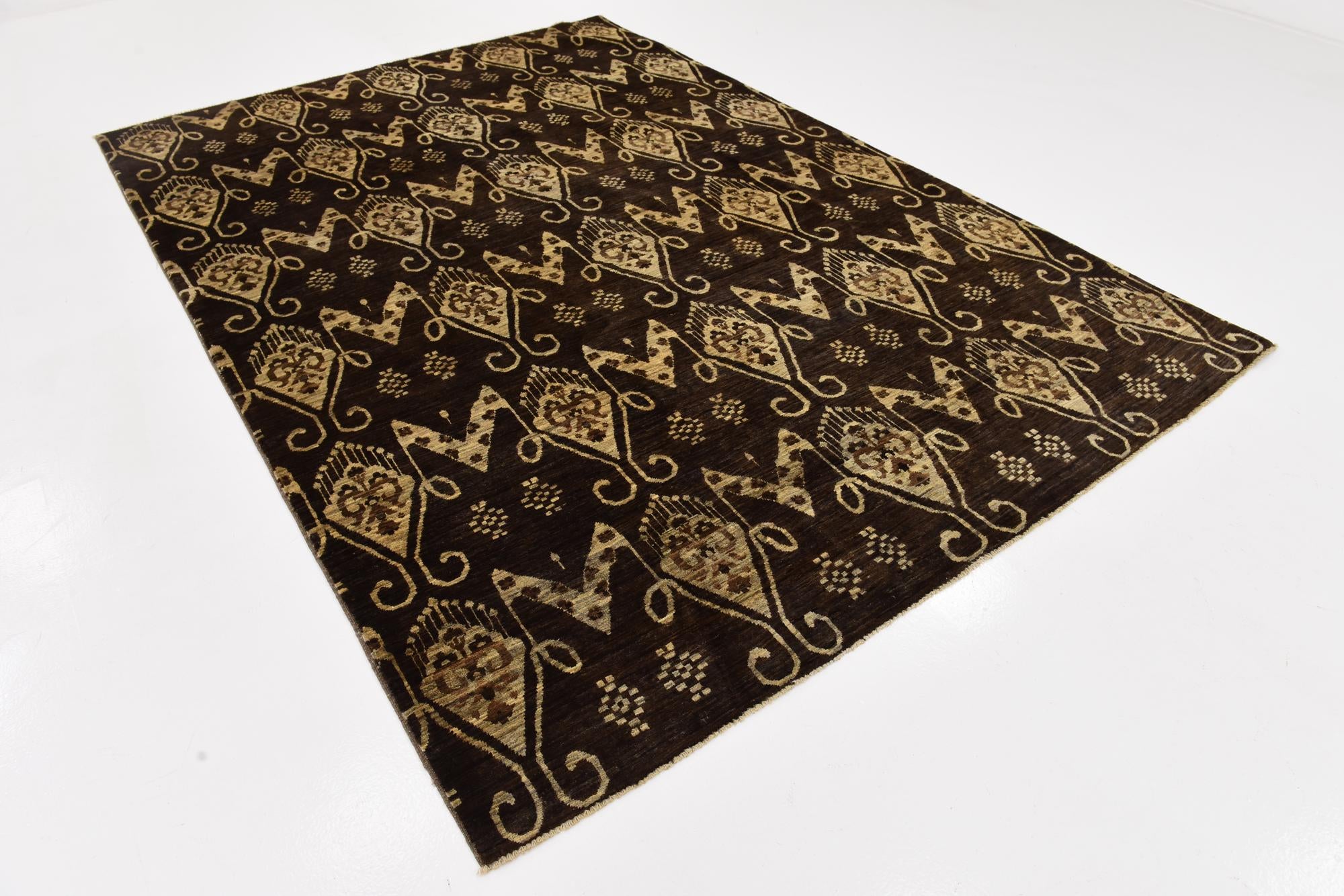 6' 10 x 9' 10 Hand Knotted Ikat Rug