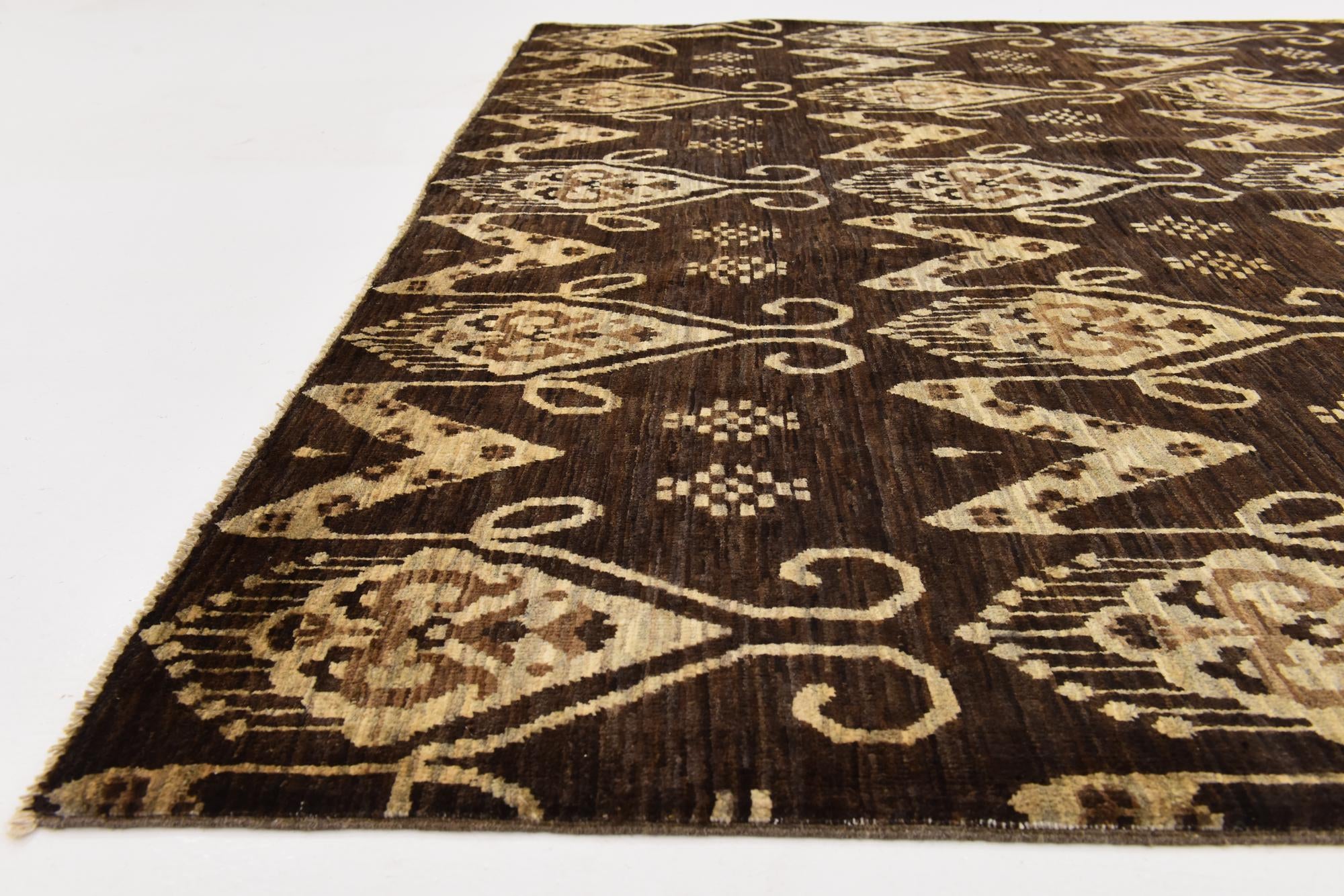 6' 10 x 9' 10 Hand Knotted Ikat Rug