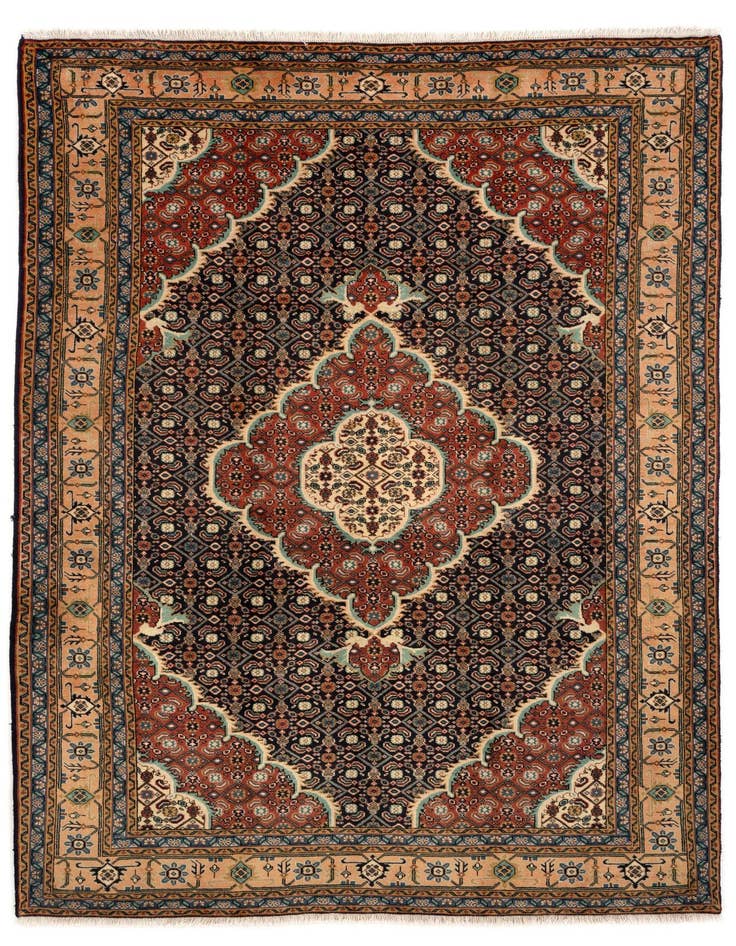 Detail image of 6' 9 x 9' 9 Hand Knotted Indo Tabriz Wool Rug