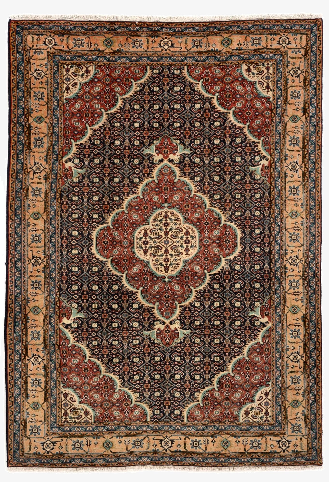 6' 9 x 9' 9  Hand Knotted Indo Tabriz Wool Rug