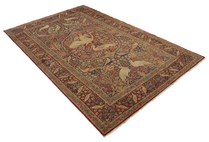 4' 7 x 7' 4 Hand Knotted Isfahan Persian Wool Rug