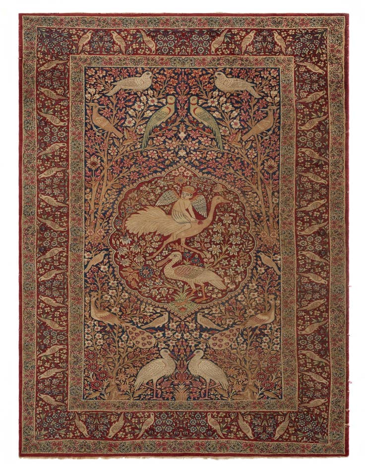 Detail image of 4' 7 x 7' 4 Hand Knotted Isfahan Persian Wool Rug
