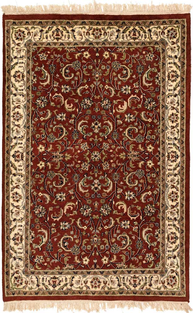 4' 2 x 6' 3 Hand Knotted Isfahan Wool Rug