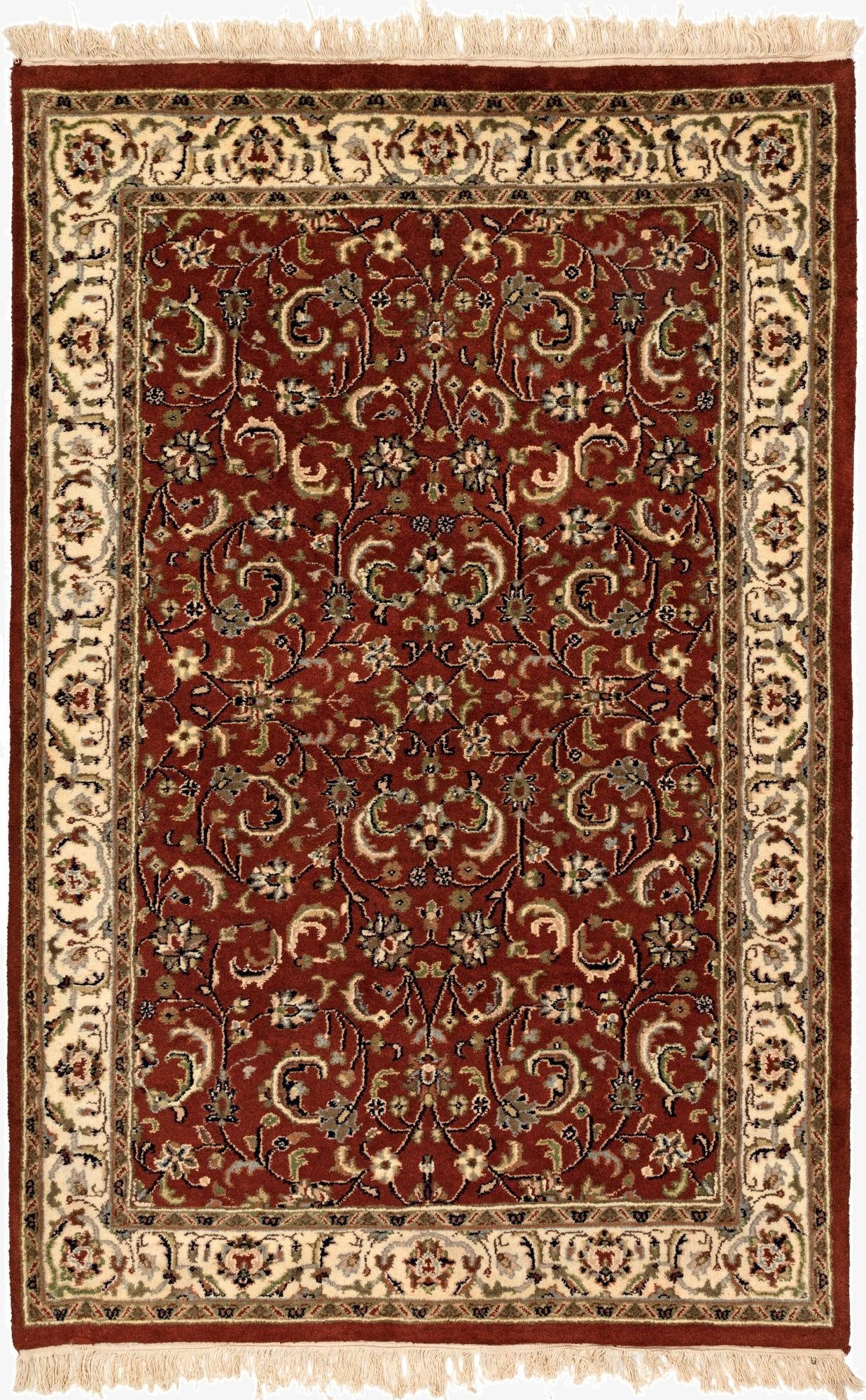 4' 2 x 6' 3  Hand Knotted Isfahan Wool Rug