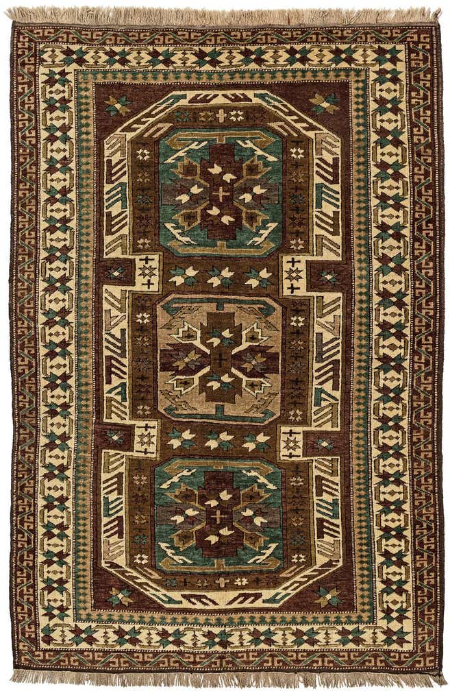 4' 5 x 6' 10 Hand Knotted Kars Wool Rug