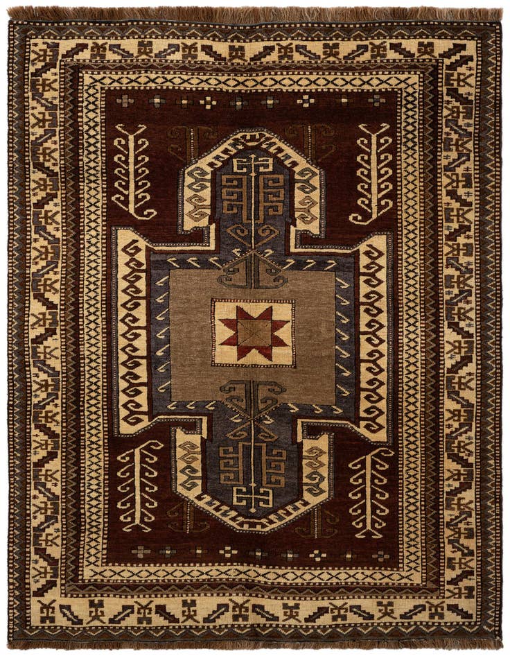 Detail image of 4' 8 x 6' 5 Hand Knotted Kars Wool Rug