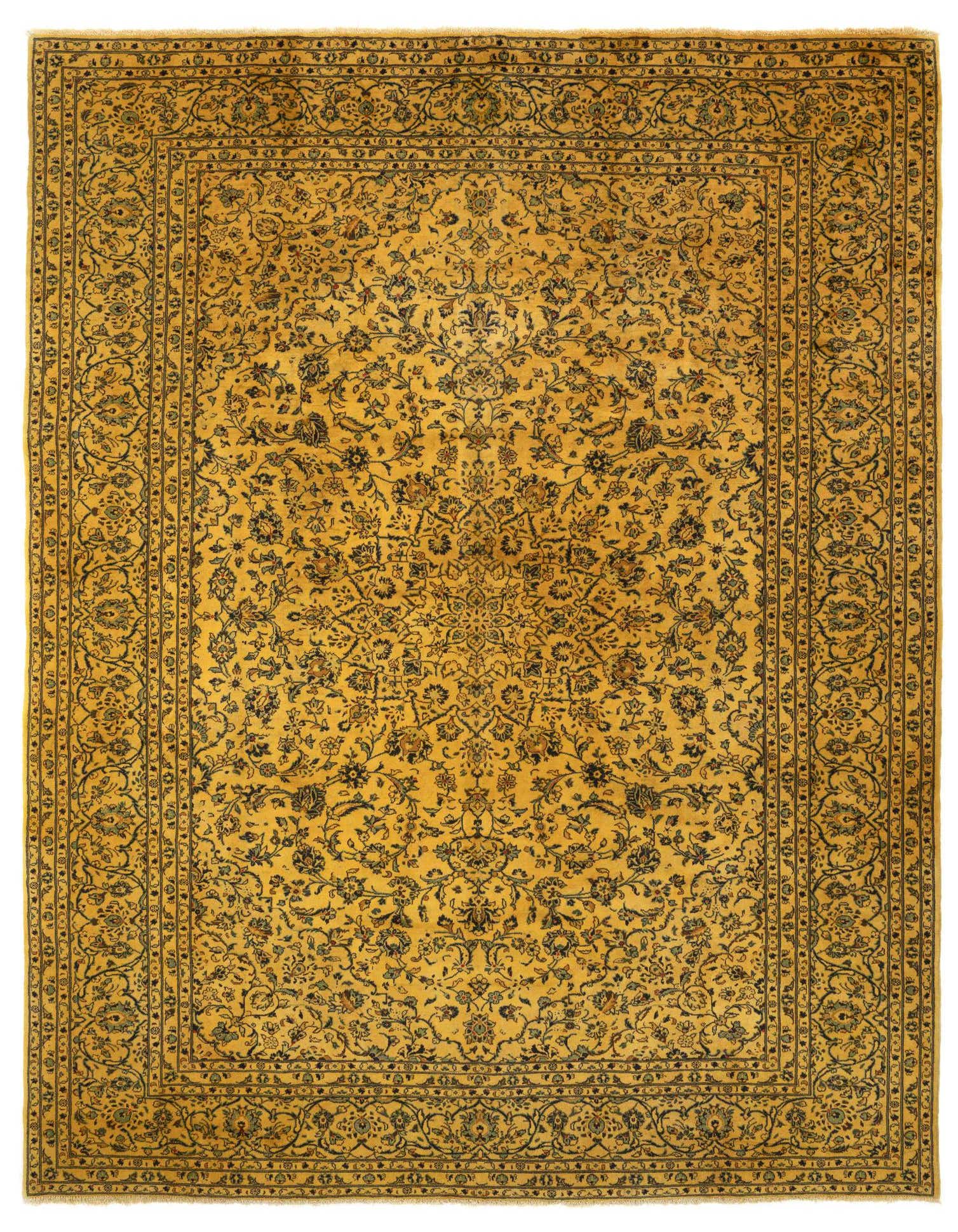 9' 7 x 12' 10 Hand Knotted Kashan Persian Wool Rug