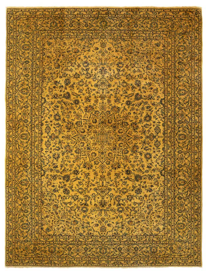 9' 7 x 12' 10 Hand Knotted Kashan Persian Wool Rug