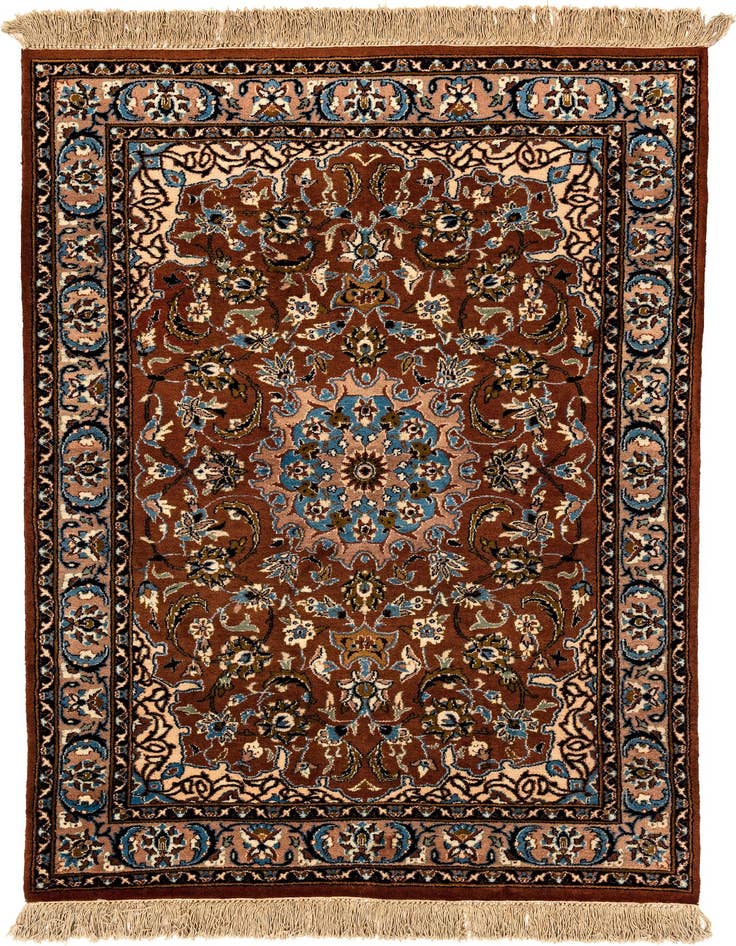 Detail image of 4' x 5' 10 Hand Knotted Kashan Oriental Wool Rug