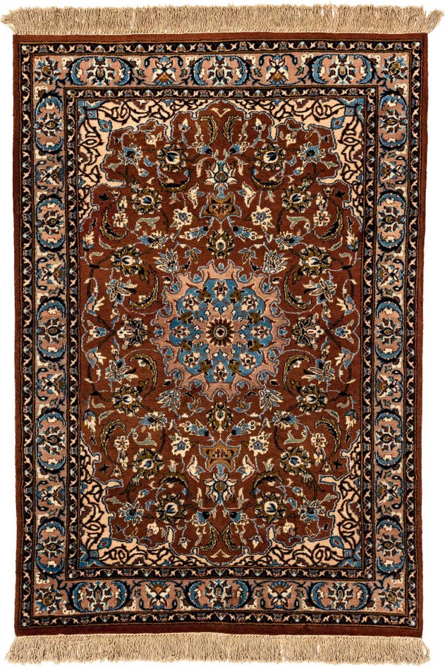 Detail image of 4' x 5' 10 Hand Knotted Kashan Oriental Wool Rug