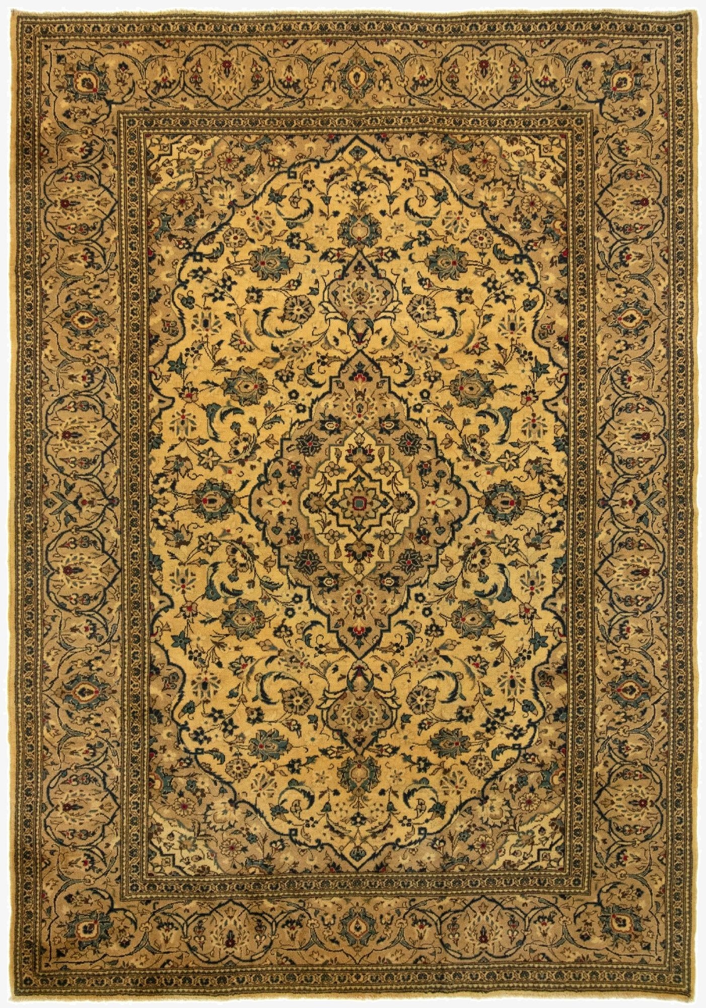 7' 11 x 11' 4  Hand Knotted Kashan Persian Wool Rug