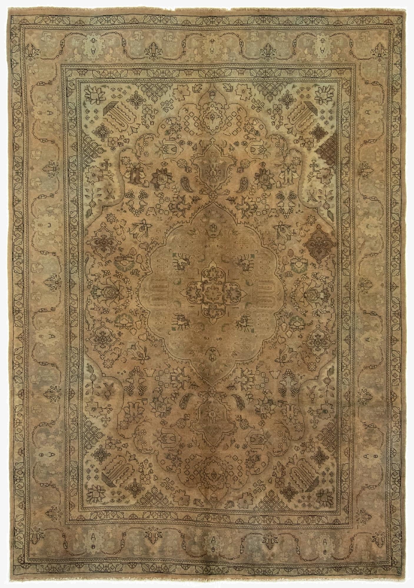 7' 1 x 10' 5  Hand Knotted Kashmar Persian Wool Rug