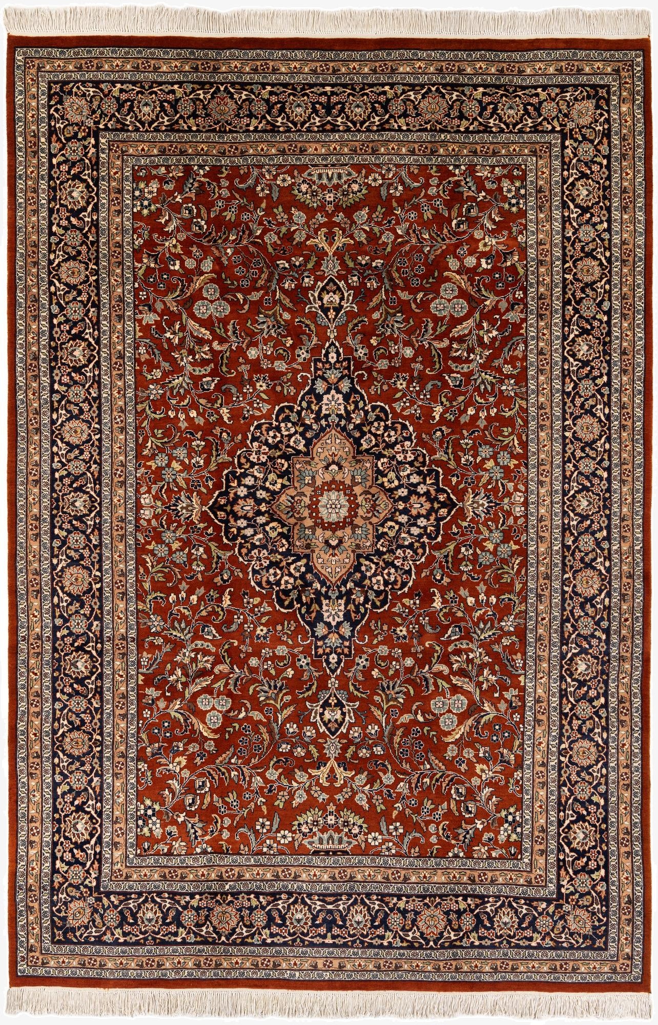 7' 1 x 10' 7  Hand Knotted Kashmir Oriental Wool Rug