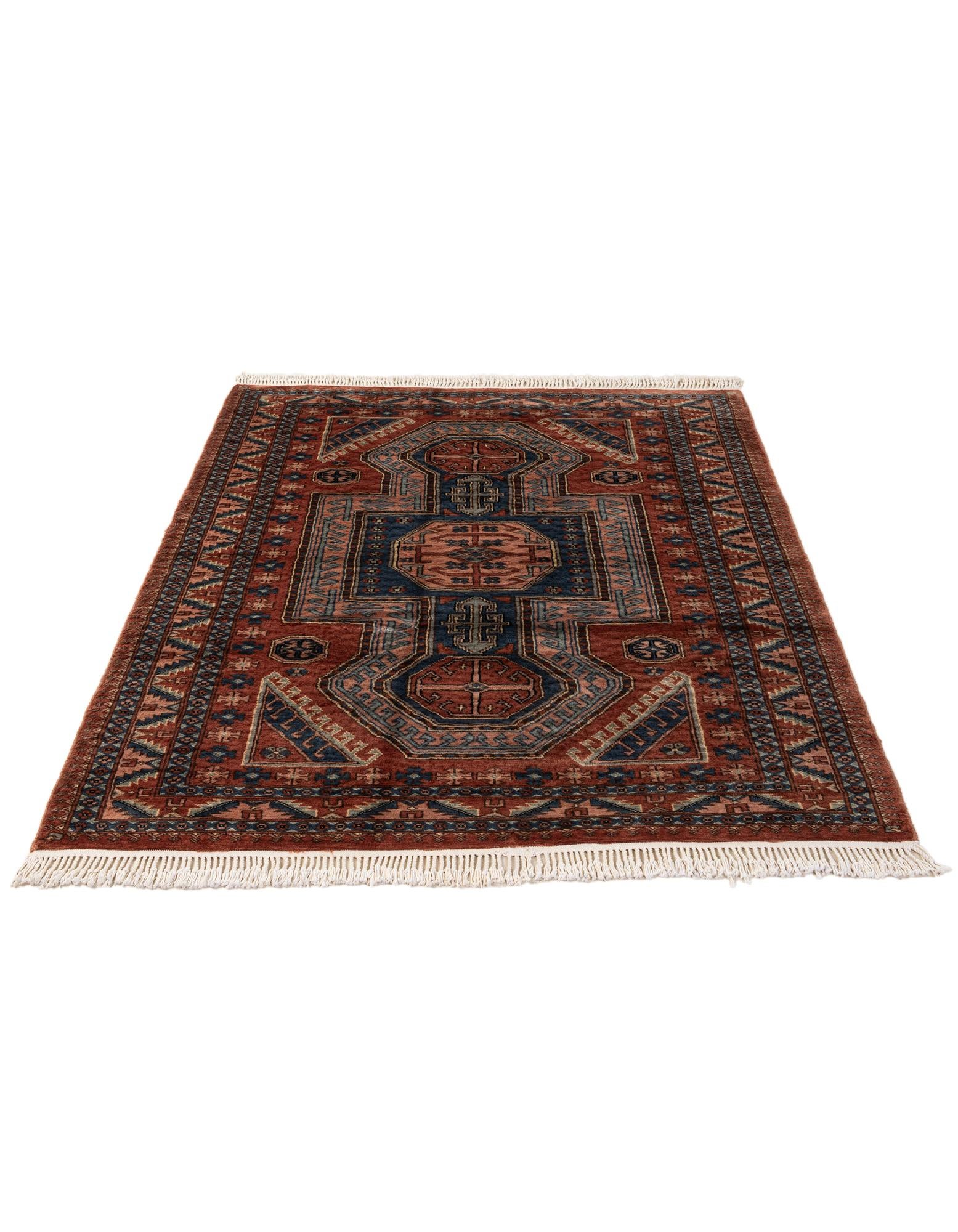 4' 3 x 6' 1 Hand Knotted Kazak Oriental Wool Rug
