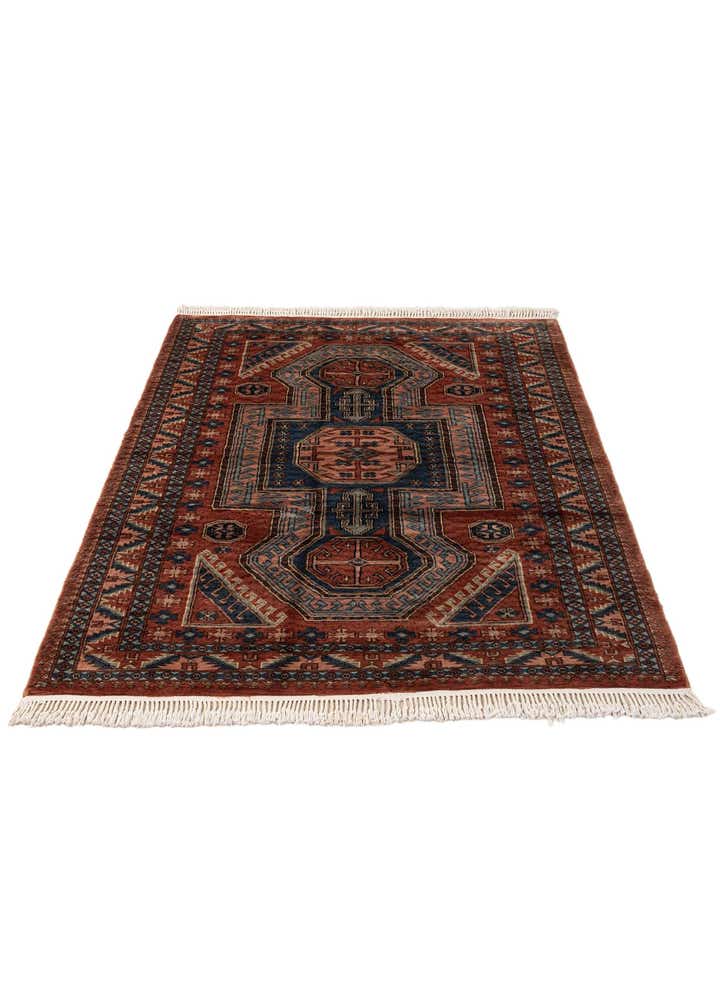 4' 3 x 6' 1 Hand Knotted Kazak Oriental Wool Rug