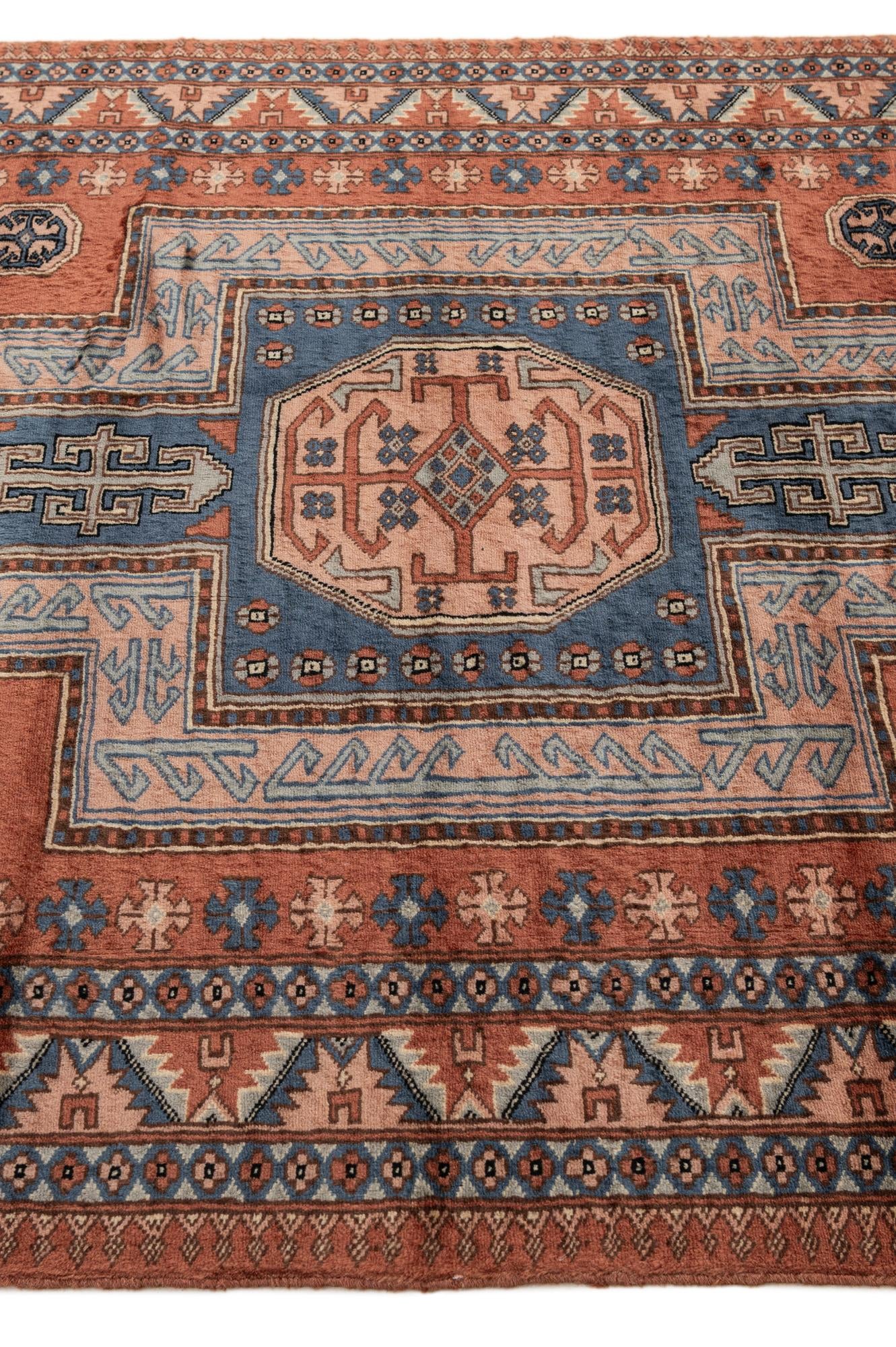 4' 3 x 6' 1 Hand Knotted Kazak Oriental Wool Rug