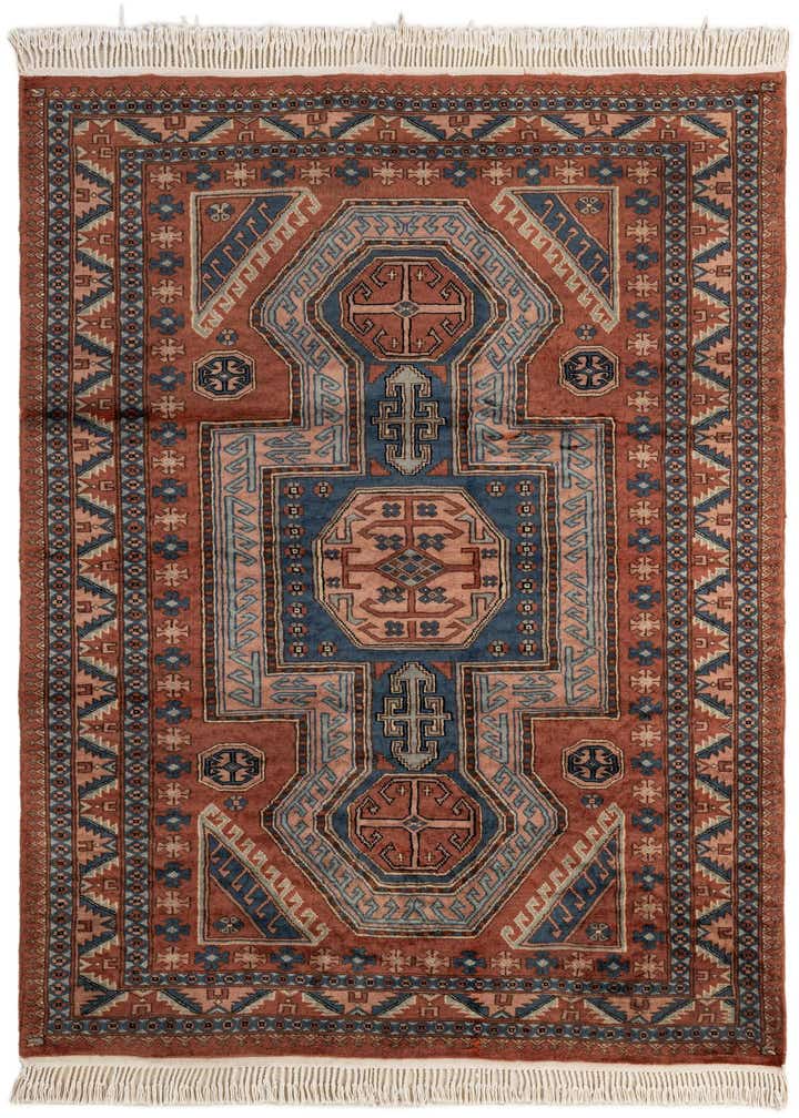 4' 3 x 6' 1 Hand Knotted Kazak Oriental Wool Rug