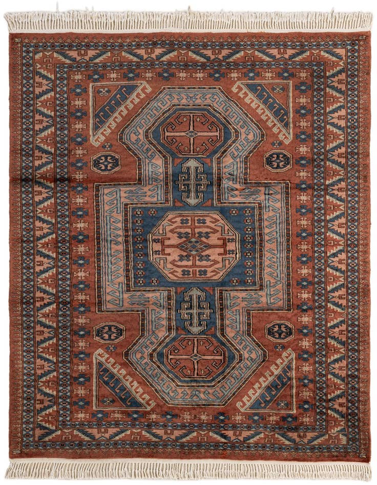 Detail image of 4' 3 x 6' 1 Hand Knotted Kazak Oriental Wool Rug