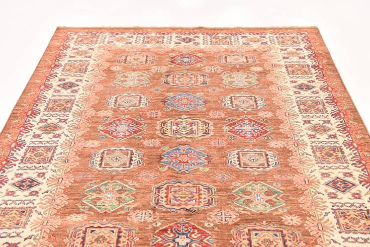 Detailfoto van 170cm x 240cm Handgeknoopt Kazak Oosters Vloerkleed