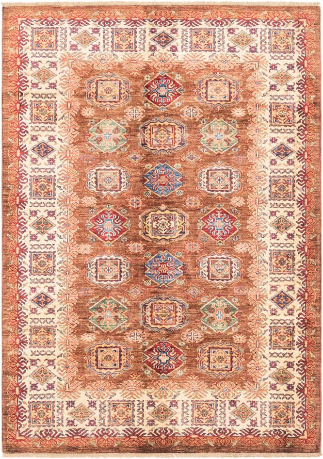 Detailfoto van 170cm x 240cm Handgeknoopt Kazak Oosters Vloerkleed