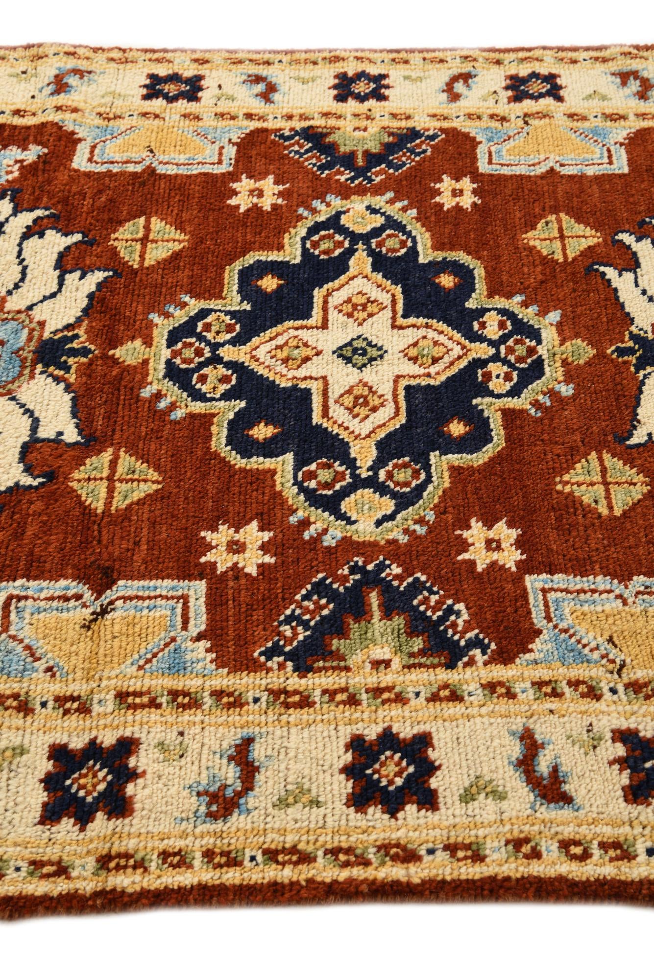 4' x 5' 10 Hand Knotted Kazak Wool Rug