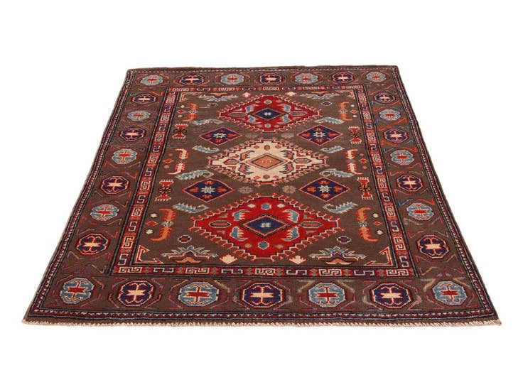 Detail image of 3' 4 x 4' 9 Hand Knotted Kazak Rug