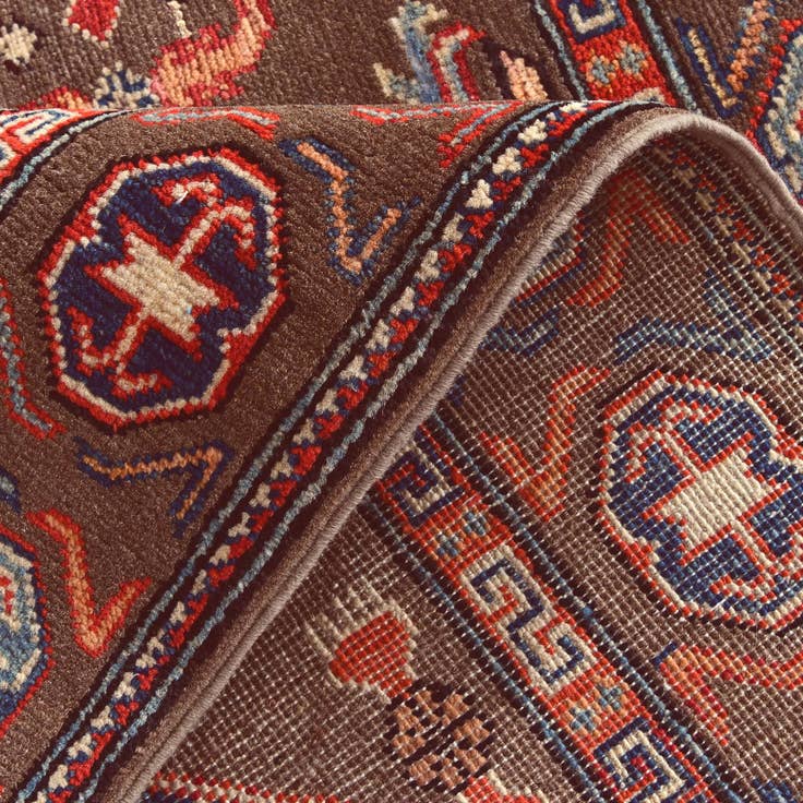Detail image of 3' 4 x 4' 9 Hand Knotted Kazak Rug