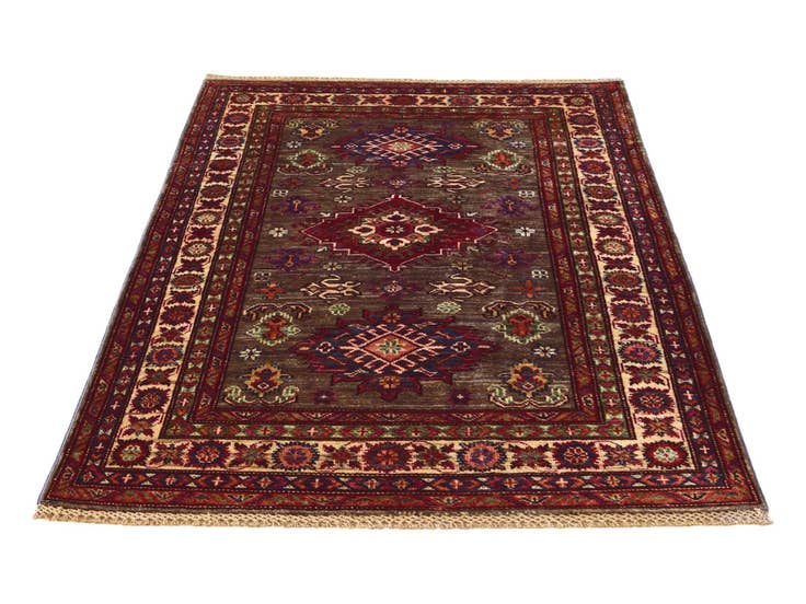 Detail image of 3' 5 x 5' Hand Knotted Kazak Rug