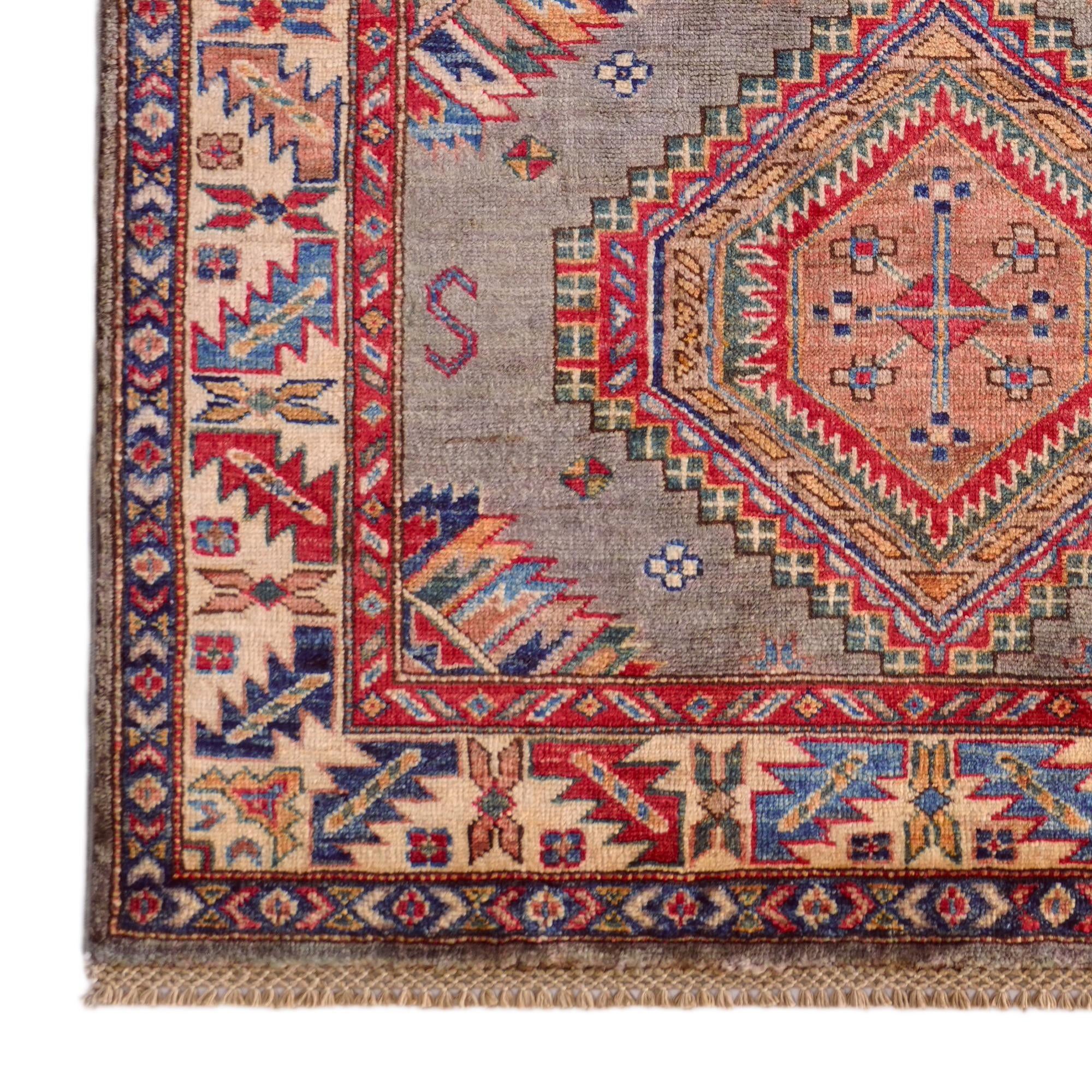 3' 4 x 5' 3 Hand Knotted Kazak Rug