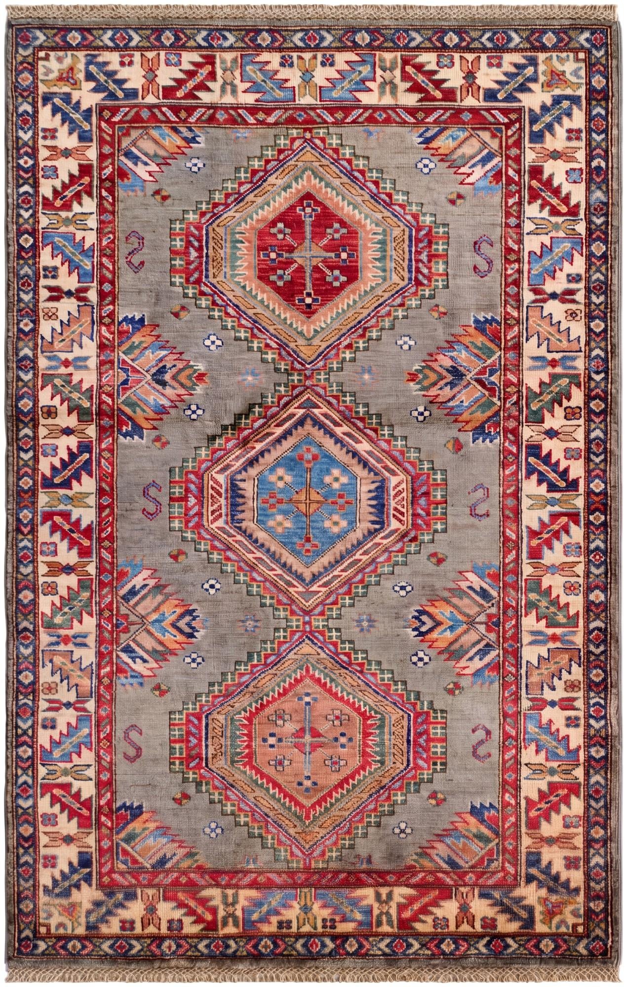 3' 4 x 5' 3 Hand Knotted Kazak Rug