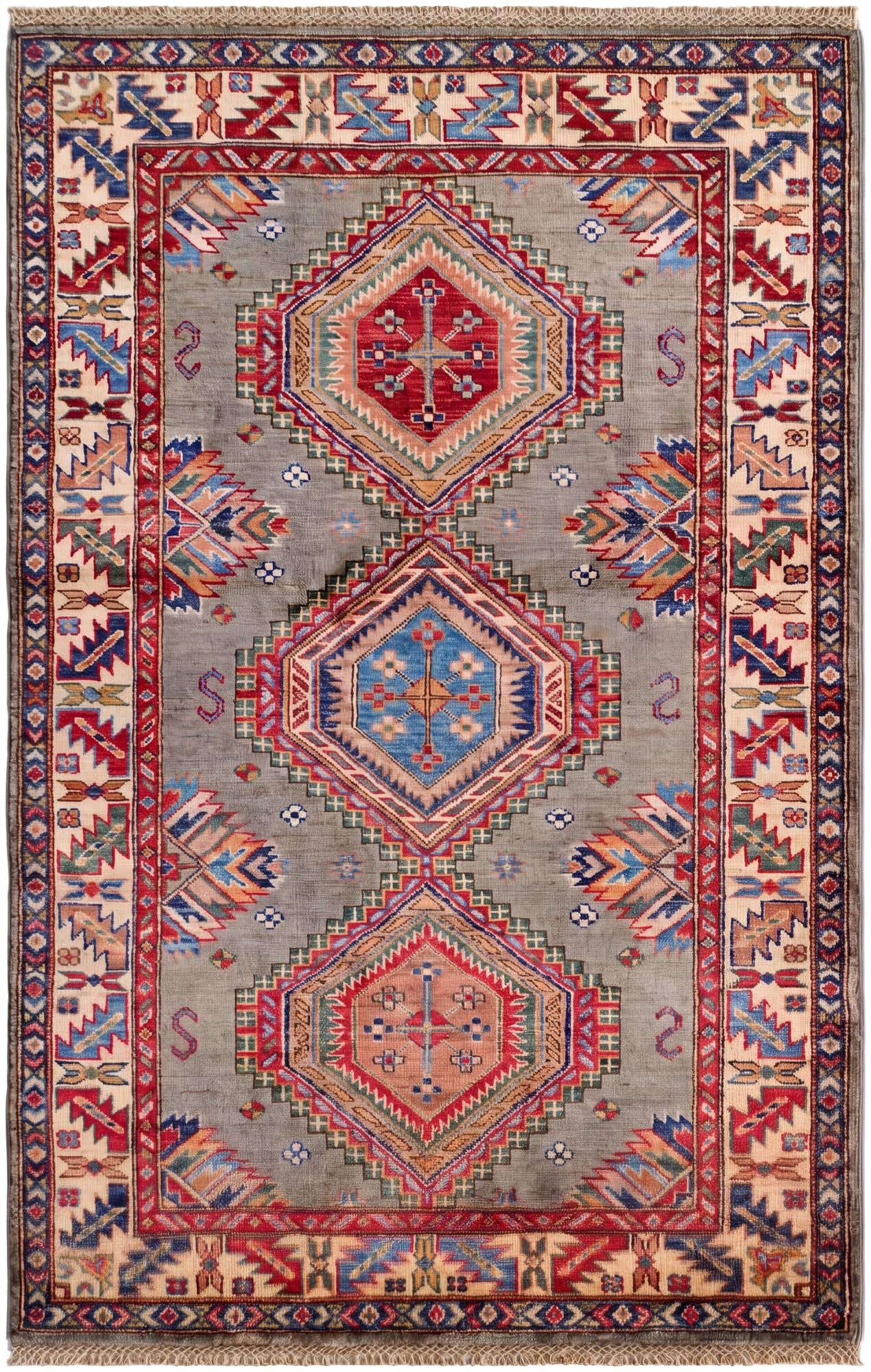 3' 4 x 5' 3 Hand Knotted Kazak Rug