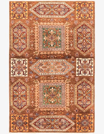 3' 4 x 5' 2 Hand Knotted Kazak Rug