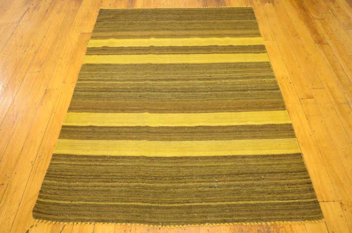 4' 1 x 5' 8 Hand Woven Kilim Afghan Wool Rug
