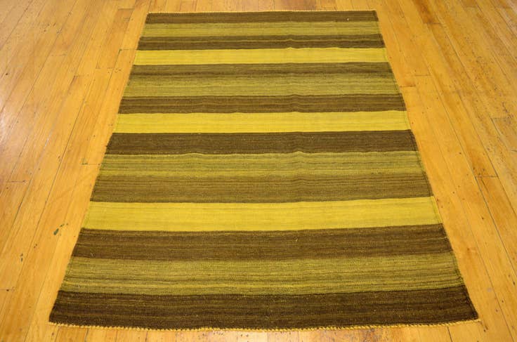 Detail image of 4' 2 x 5' 7 Hand Woven Kilim Afghan Wool Rug