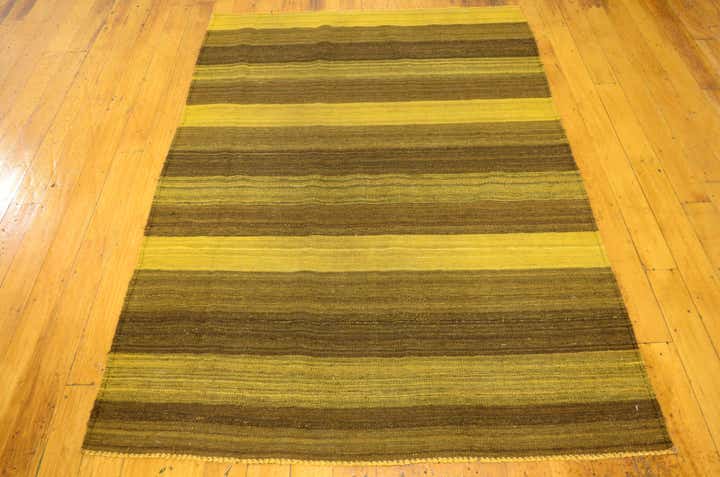 4' 2 x 5' 10 Hand Woven Kilim Afghan Wool Rug