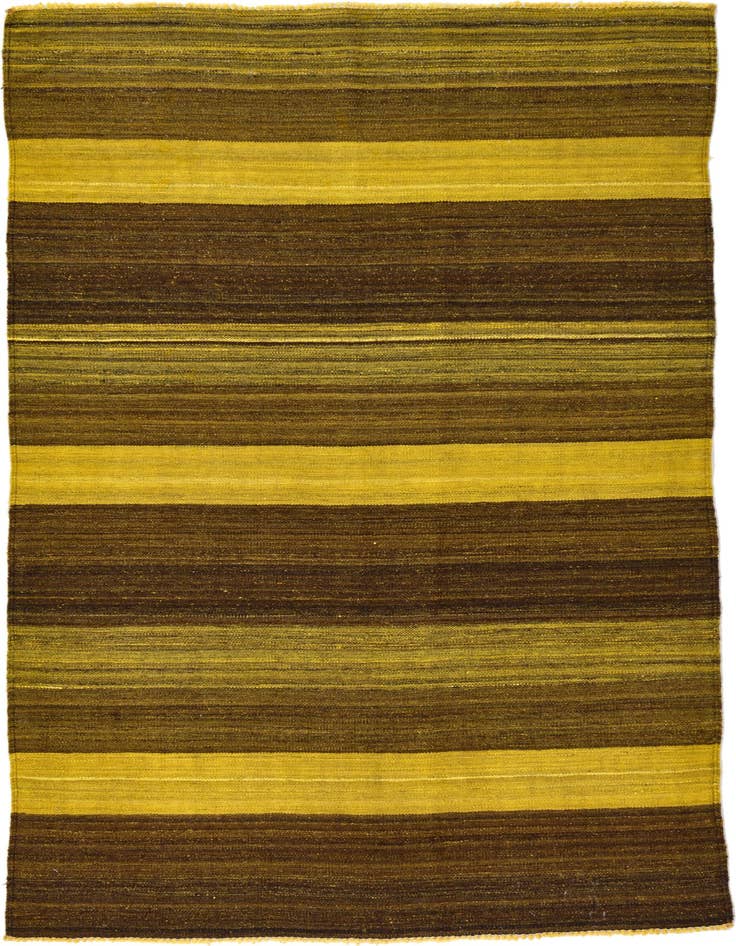 Detail image of 4' 2 x 5' 11 Hand Woven Kilim Afghan Wool Rug