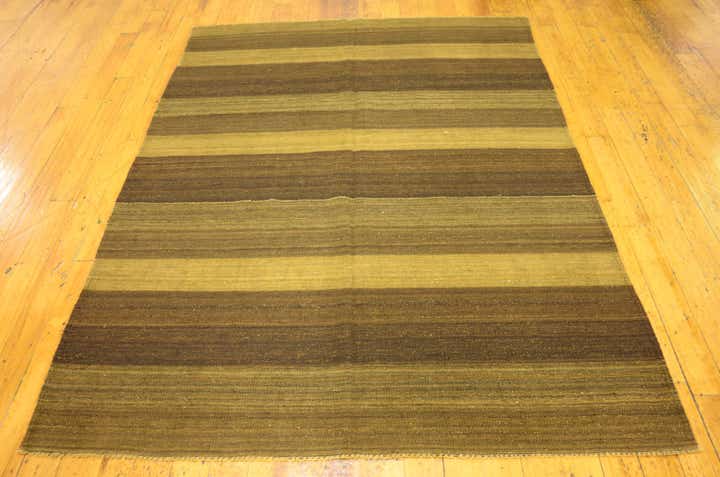 5' 2 x 6' 9 Hand Woven Kilim Afghan Wool Rug