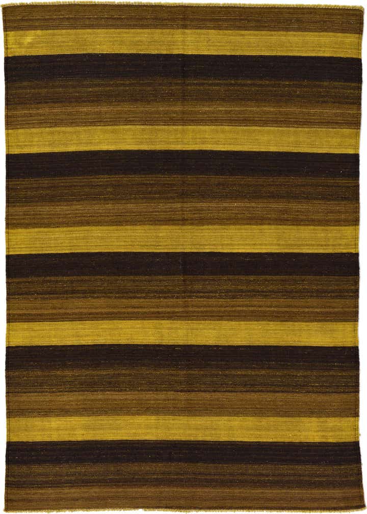 5' 1 x 6' 10 Hand Woven Kilim Afghan Wool Rug