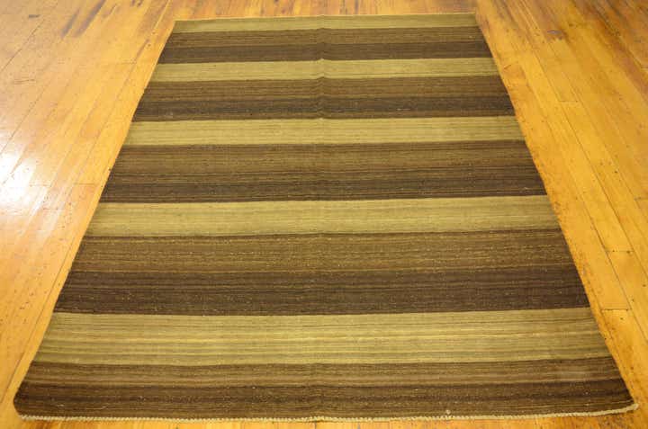 5' 1 x 6' 10 Hand Woven Kilim Afghan Wool Rug