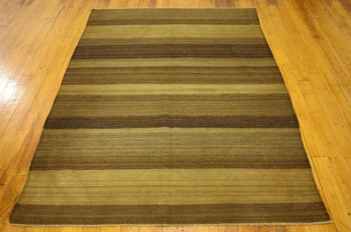 5' 1 x 6' 8 Hand Woven Kilim Afghan Wool Rug