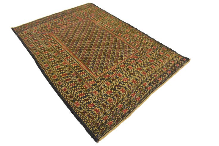 Detail image of 4' 2 x 6' Hand Woven Kilim Afghan Wool Rug