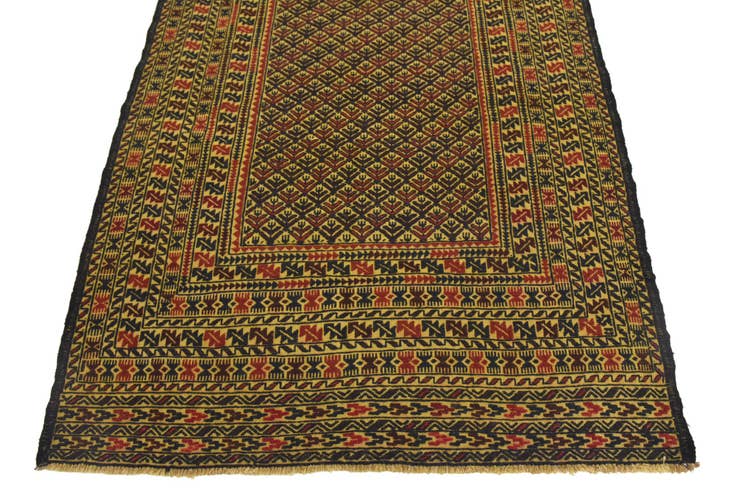 Detail image of 4' 2 x 6' Hand Woven Kilim Afghan Wool Rug