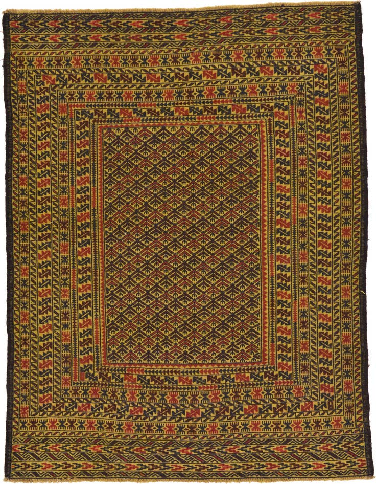 Detail image of 4' 2 x 6' Hand Woven Kilim Afghan Wool Rug