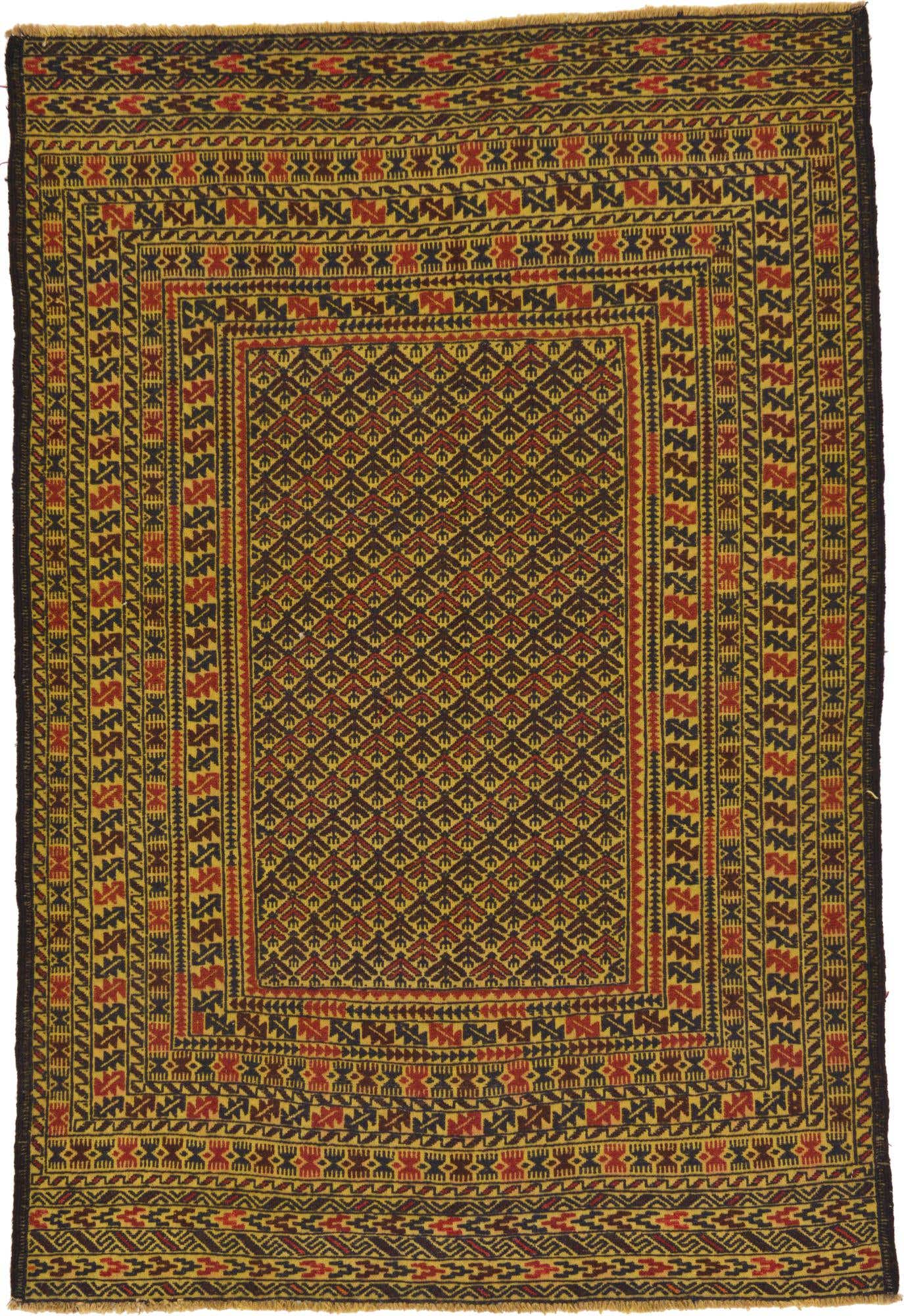 4' 2 x 6' Hand Woven Kilim Afghan Wool Rug